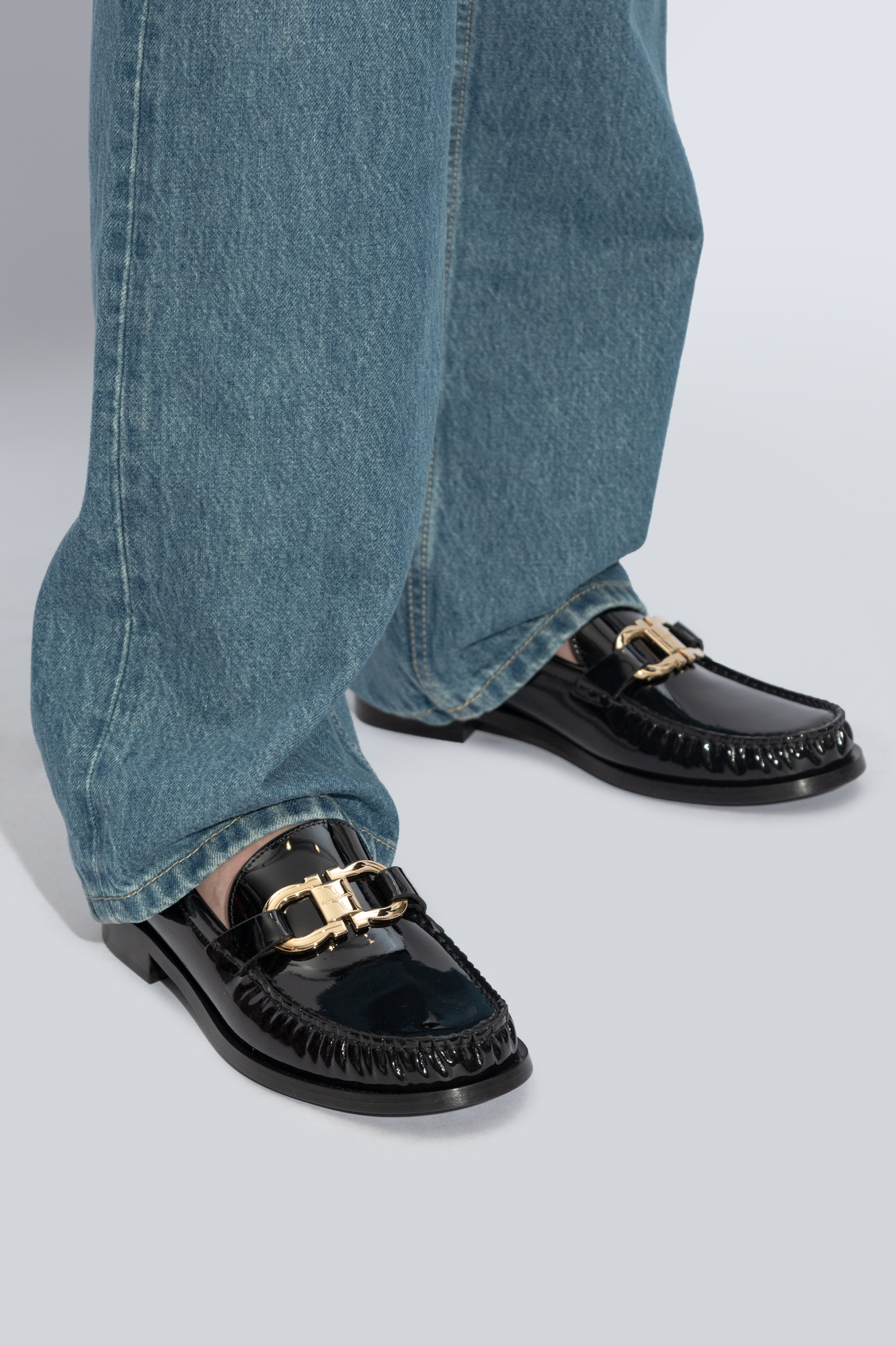 フェラガモ レディース ローファー MARYAN NERO 0769302 FERRAGAMO Maryan Gancini Patent Leather Loafers | Saks Fifth